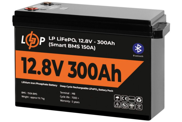 Акумуляторна батарея LogicPower 12.8V 300 AH (3840Wh) с BT (Smart BMS 200A) LiFePO4