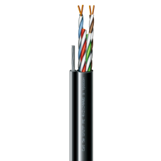 Кабель кручена пара ЗЗКМ (UTP мідь вуличний з тросом) Cat. 5e U/UTP  РЕ steel cord 4x2x24 AWG (k) трос (70910181) бухта 305м