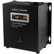 Джерело безперебійного живлення LogicPower LPA-W-PSW-500VA (350Вт)2A/5A/10A, Lin.int., AVR, 1 x евро, LCD, металл, з правильною синусоїдою 12V, настінний Джерело безперебійного живлення LogicPower LPA-W-PSW-500VA (350Вт)2A/5A/10A, Lin.int., AVR, 1 x евро, LCD, металл, з правильною синусоїдою 12V, настінний