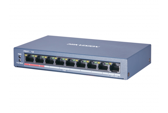 Hikvision DS‑3E0109P‑E/M (B) – 8‑портовий Fast Ethernet PoE-комутатор до 300 м