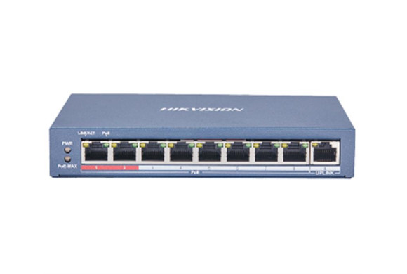 Hikvision DS‑3E0109P‑E(C) – 8‑портовий Fast Ethernet PoE‑комутатор (до 300 м)