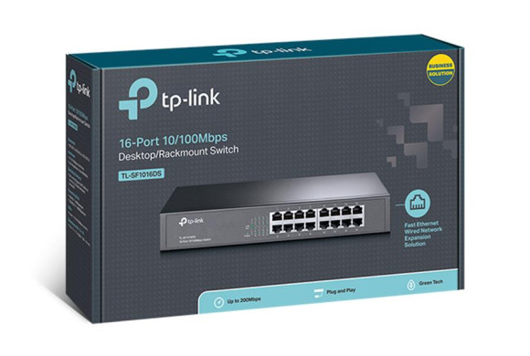 TP-Link TL-SF1016DS — 16-портовий Fast Ethernet комутатор у металевому корпусі | DLM-project