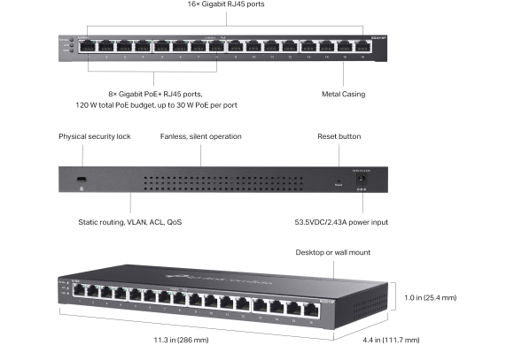 TP-Link TL-SG2016P — 16-портовий PoE+ гігабітний комутатор | DLM-project